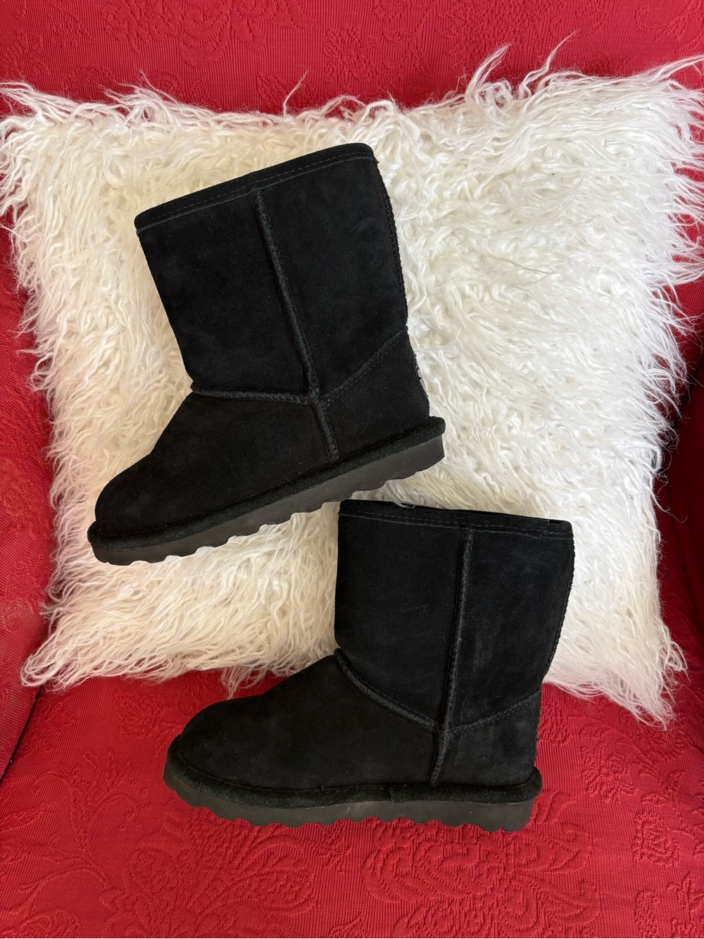 BearPaw Kids Black Suede Cozy Winter Boots
